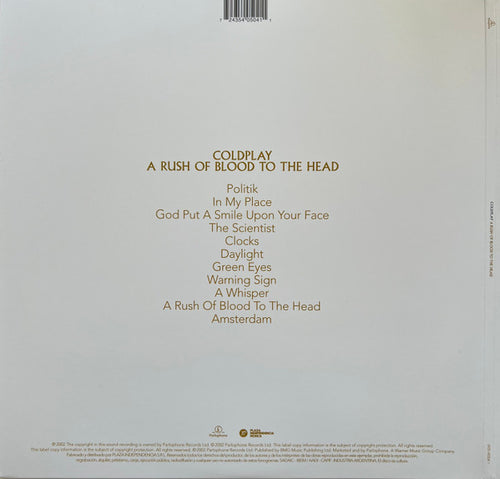 COLDPLAY - A RUSH OF BLOOD TO THE HEAD LP - VINYL 33RPM - 12" NUEVO 