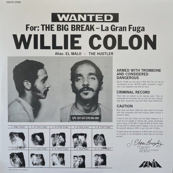 Willie Colón La Gran Fuga LP vinyl