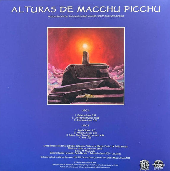 Los Jaivas: Alturas de Machu Picchu (Edición 2025 Remasterizada) LP-Vinilo