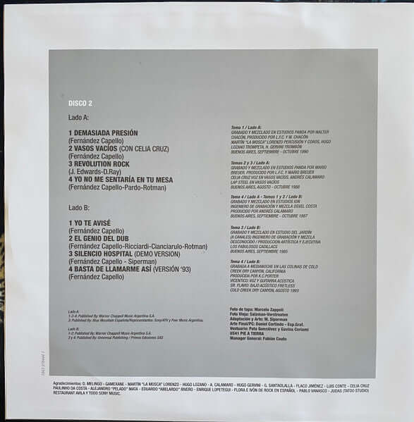 LOS FABULOSOS CADILLACS - VASOS VACIOS -2XLP - VINYL, imagen en blanco y negro de la banda en un estudio.