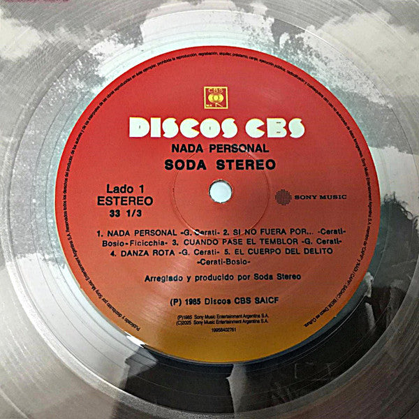 Soda Stereo - Nada Personal Vinyl (Limited 2026 Edition) - Clear Transparent LP - New & Sealed